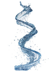 Wall Mural - Dynamic azure water column erupting spirally against a pristine transparent absence of background