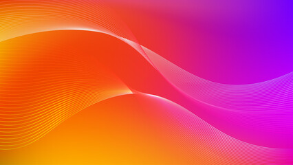 yellow pink gradient mesh abstract background with wavy lines