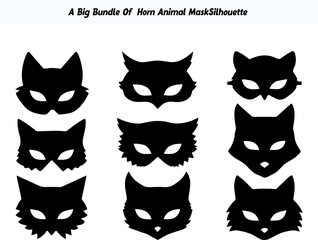 Naklejka na meble Collection of Animal Face Mask Silhouettes for Halloween or Costume Party Decorations