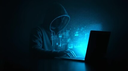 Person using laptop with digital interface
