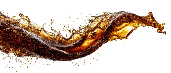 Wall Mural - Dynamic Amber Liquid Splash Creating a Captivating Swirl Effect against Transparency