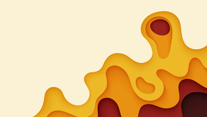 Wall Mural - autumn papercut abstract background vector illustration with orange design