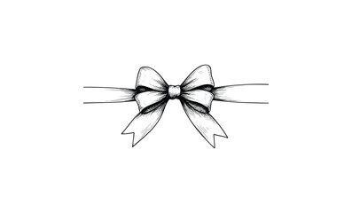 Wall Mural - elegant hand-drawn ribbon bow design with decorative details. vector retro hand drawn illustration