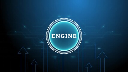 Engine Optimization. seo concept head up display (HUD UI) panel and futuristic technology background o animation.