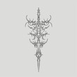 © Artmoreink - neo tribal ornament vector with sharp symmetrical design, gothic and futuristic style resembling a spear or totem, perfect for tattoo, streetwear, poster, or dark digital art