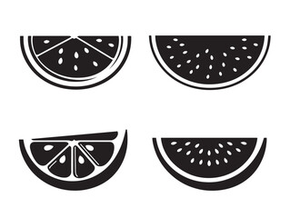 Tasty Watermelon Icon in Minimal Silhouette Vector Illustration