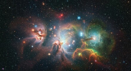 Colorful cosmic clouds and distant stars in deep space nebula galaxy