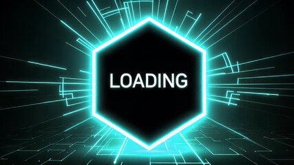 Abstract Loading Screen Design Neon Hexagon with Animated Lines