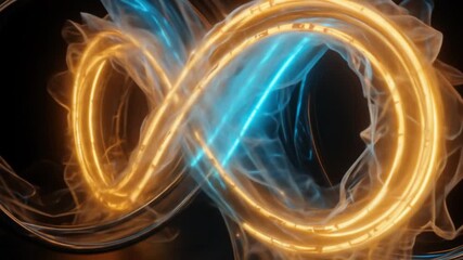Neon infinity sign. Seamless loop animation, 3D rendering. 4k video.