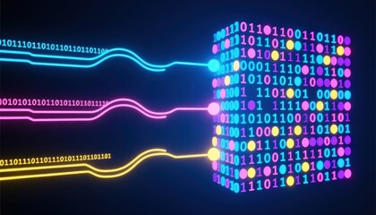 Digital Data Stream Background Binary Code Flow