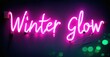 © antishock - Bright pink neon sign displays Winter Glow text. Dark background enhances vibrant illumination. Simple, modern aesthetic.