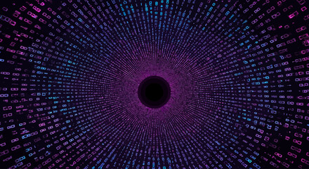 Abstract Data Tunnel Flowing Binary Code in Digital Space