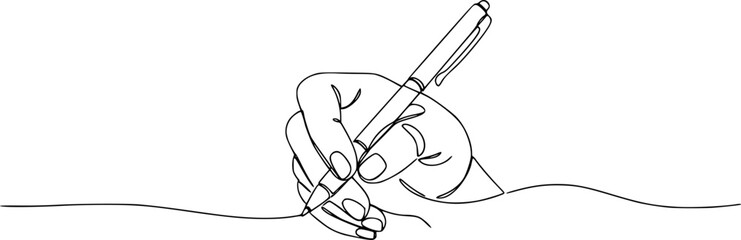 line art hand writing continuous line art drawing hand with pen line art illustration silhouette isolated on white background 