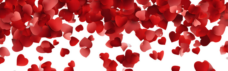 Wall Mural - Love valentine background with red petals of hearts n transparent background. ector banner, postcard, bakground.The 14th of Februay. PNG image