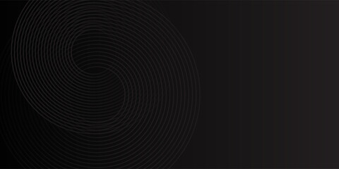 Wall Mural - Black abstract background with circle lines simple art