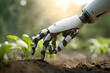 © UniqGraphicX - Robot Hand Planting Seed in Soil Symbolizing Technology and Environmental Sustainability