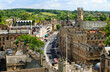 Oxford High Street cityscape skyline as seen from St Mary the Virgin Church in the university city of Oxfordshire England UK, travel destination stock photo image