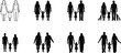 © AVIJIT - Inclusive family icon set, diverse parents and child silhouettes, LGBT family symbols, outline and solid style, gender equality concept, social unity, community support vector illustration