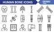 © SAKINA - Human bone anatomy icon collection in outline style with fractures, orthopedic care, and X-ray images