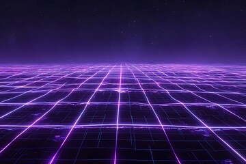 Wall Mural - Grid background with a glowing purple light in the center.