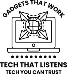 Wall Mural - A laptop with a globe on it and the words 