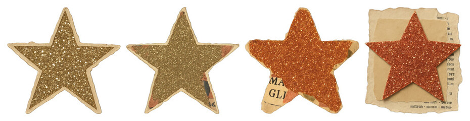 Wall Mural - PNG Vintage glitter stars decoration, element set on transparent background