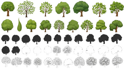 CAD Tree Line Minimal Set | Outline Symbols for Architecture and Landscape Design