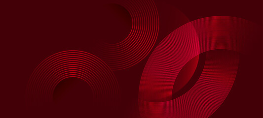 Wall Mural - red abstract background with circular line patterns
