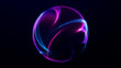 © Vooper - Shimmering blue purple sphere made of neon particles with glowing abstract flow, modern sci-fi background.