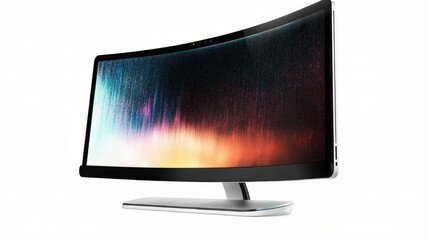 A computer monitor sits on a desk, ready for use