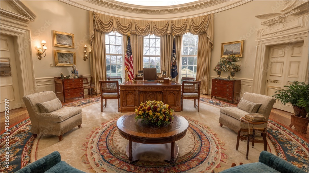 Presidential Oval Office Interior Stock Photo | Adobe Stock