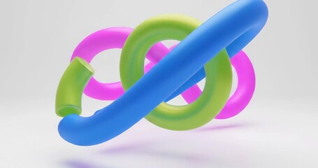 Twisted Neon Tubes Rotating Smoothly – Clean Studio Abstract Backdrop