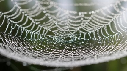 Dew-Kissed Spiderweb - A Glistening Morning Capture of Natures Art.
