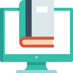 A book on a computer screen, representing online learning