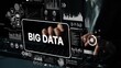 © InfiniteFlow - Business Professional Analyzing Big Data with Keyboard in Modern Office Environment Surrounded by Digital Graphs and Charts. Asymptotic smart data analytic.