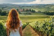 © abdul - Woman exploring the beautiful vineyards of Tuscany, tasting local wines and enjoying the countryside