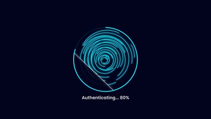 Animated futuristic fingerprint scan symbolizing biometric security  digital identity  and safety technologies.