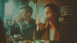 © HavingFunShop - Retro polaroid-style cafe scene, people sipping tea