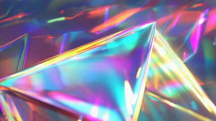 Iridescent holographic envelope shining on colorful background