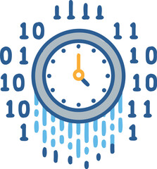 Clock with binary code representing time complexity