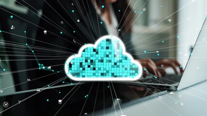 Wall Mural - this image illustrates a digital cloud technology concept, emphasizing data connectivity and informa