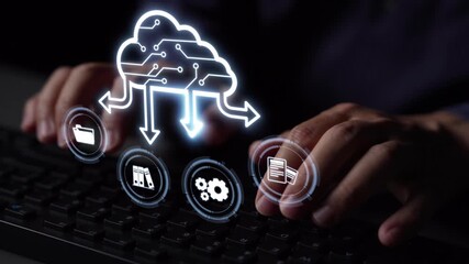Wall Mural - cloud computing, cloud strategy, and cloud technology transforming digital infrastructure with scala