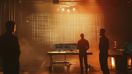 Programmers working in modern office analyzing big data on computer screen showing lines of code