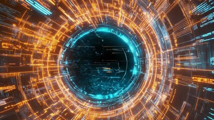 Digital information flows through futuristic cyberspace tunnel
