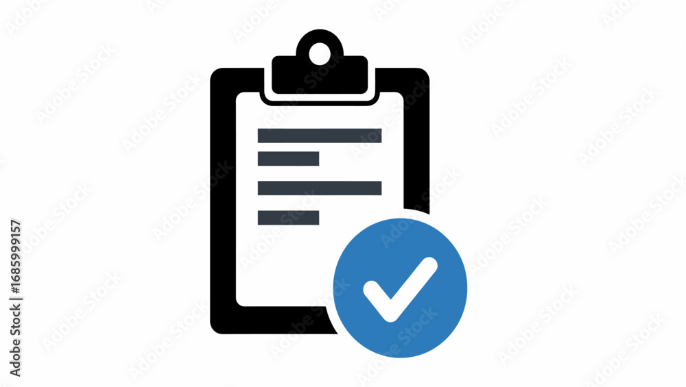 Completed task clipboard with checkmark vector illustration icon Stock ...