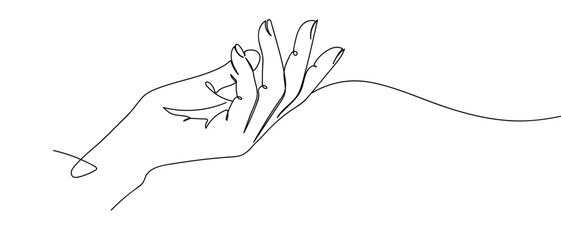 Wall Mural - Beautiful woman hand. Continuous line art vector illustration. Editable stroke.