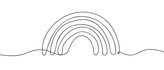 Wall Mural - Rainbow continuous line art vector illustration. Editable stroke.