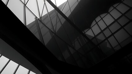 Abstract geometric lines forming an architectural pattern, monochromatic gradient creating a modern aesthetic.