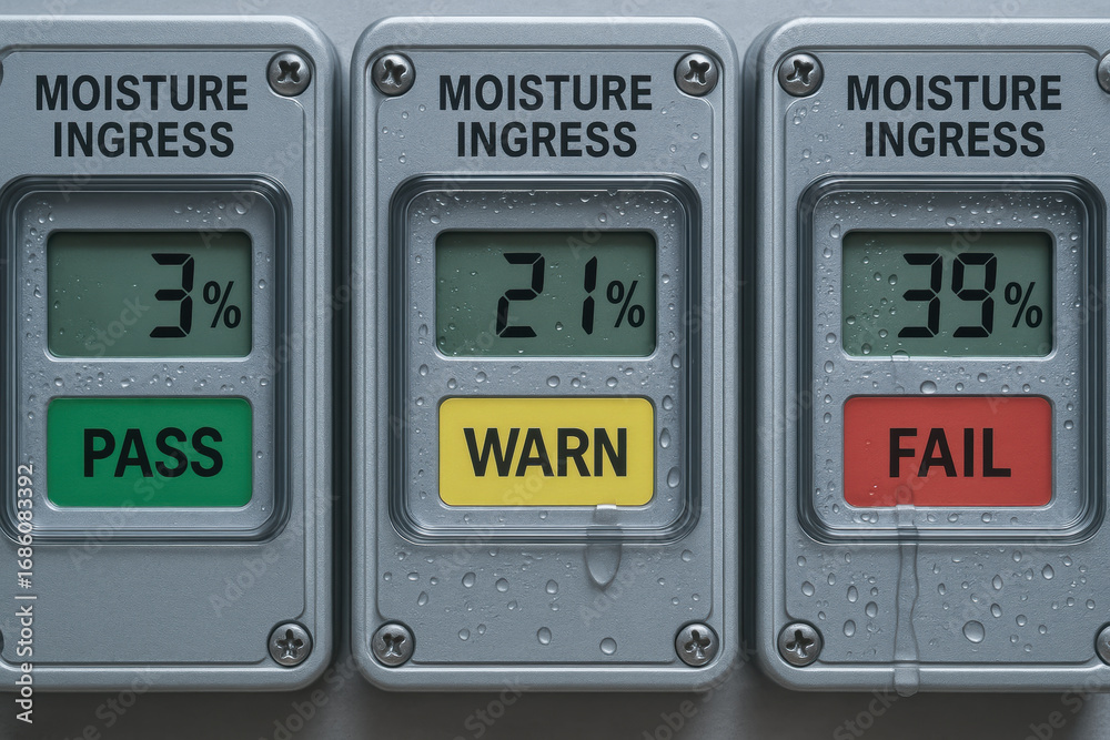 Photo Stock Moisture test result comparison for industry with pass warn ...