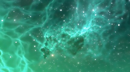 Sticker - Enchanting Cosmic Nebula with Vibrant Green and Blue Clouds of Gas with ai generated  